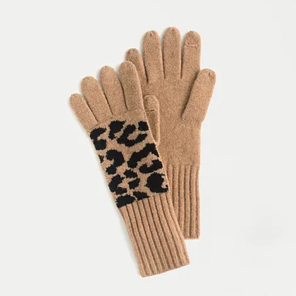 J. Crew Texting Gloves in Leopard Supersoft Yarn